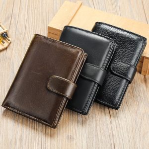 Billetera de Cuero Hombre Trifold con Monedero