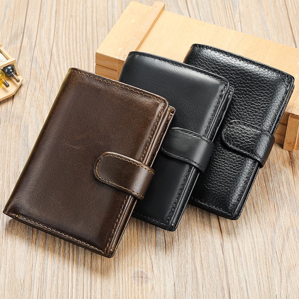 Billetera de Cuero Hombre Trifold con Monedero