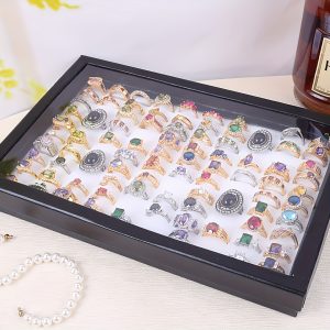 Bandeja Organizadora / Expositor de Anillos con Tapa Transparente