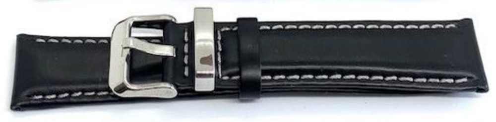 Correa de Reloj de Cuero Sailor XL Negro con Blanco — Line3